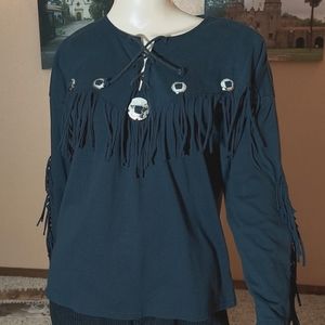 Black fringed Concho shirt